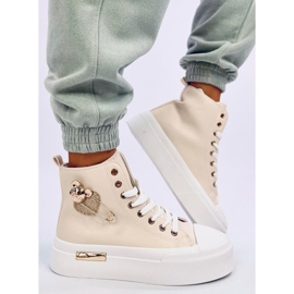Arenas Beige high-top sneakers med säkerhetsnål 1