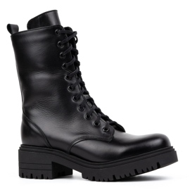 Olivier Höga läderstövlar för kvinnor 1064 svarta 1