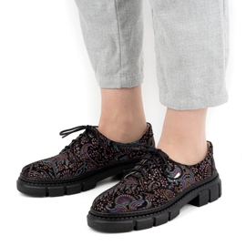 Olivier Skinnskor för kvinnor med tjock sula, blommor 1134, turkos mångfärgad 1