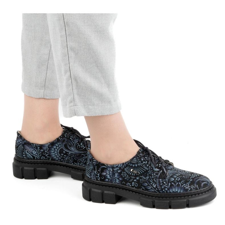 Olivier Skinnskor för kvinnor med tjock sula, blommor 1134, blå mångfärgad 1