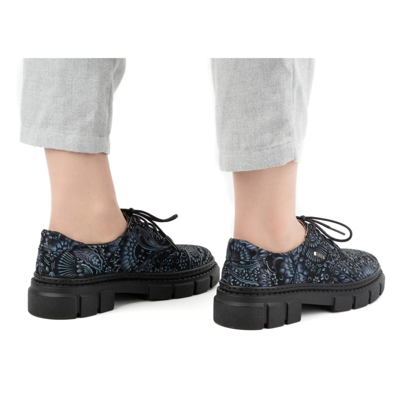 Olivier Skinnskor för kvinnor med tjock sula, blommor 1134, blå mångfärgad 2