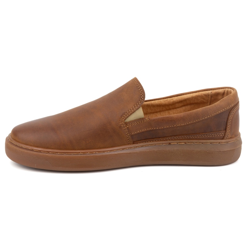Slip-on herrskor gjorda av naturläder POLBUT 2124 camel brun 1