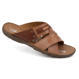 Kampol Flip-flops i läder i läder 201/14 brun 3