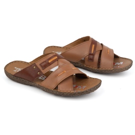 Kampol Flip-flops i läder i läder 201/14 brun 2