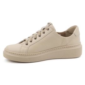 Olivier Style 1238 beige lädersneakers för kvinnor 1