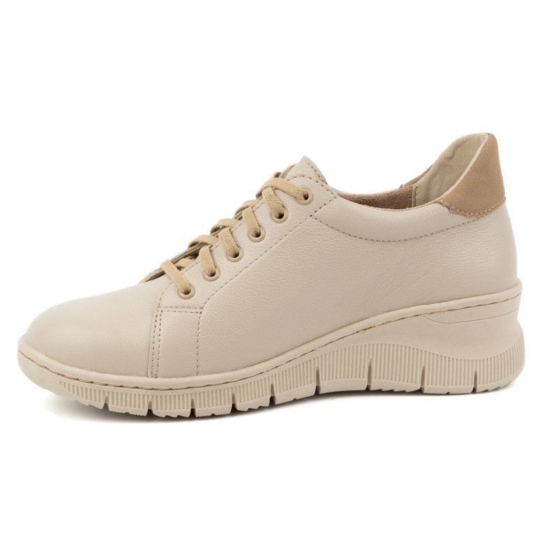 WASAK Damskor, sneakers med snörning i läder med dragkedja 0703W, beige 1