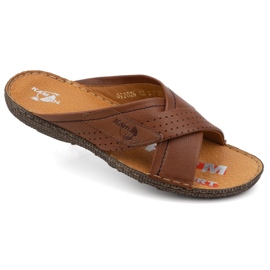 Kampol Flipflops i läder i läder 216kam brun 2