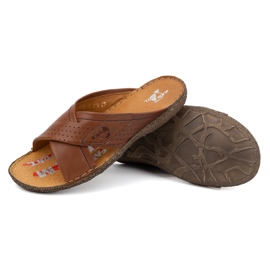 Kampol Flipflops i läder i läder 216kam brun 4