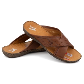 Kampol Flipflops i läder i läder 216kam brun 5