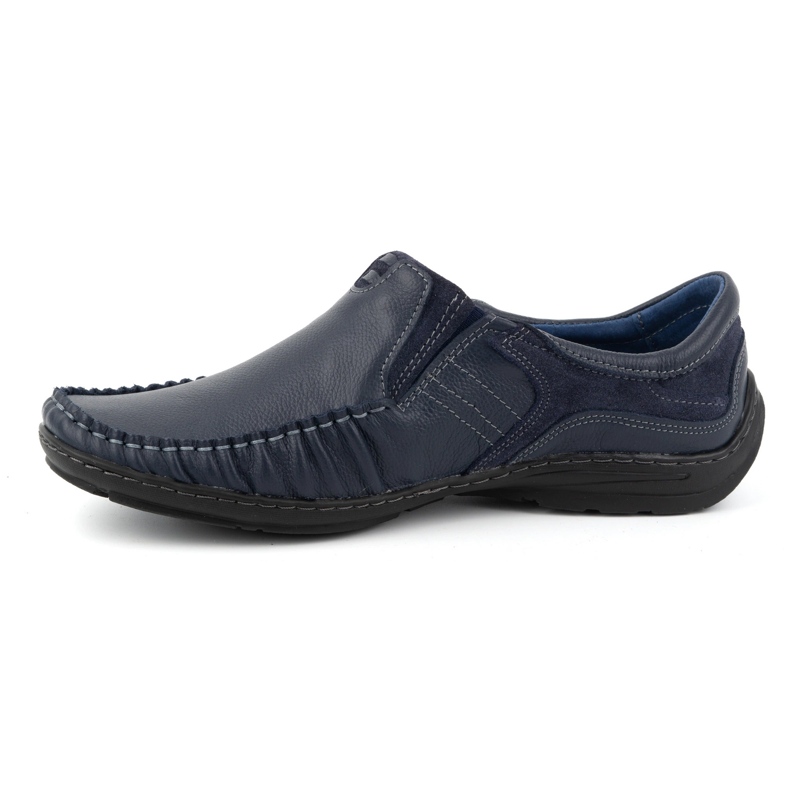 KOMODO Herrskor, läder slip-on mockasiner 627K, marinblå 1