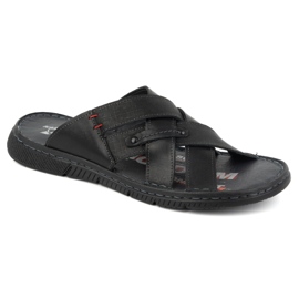 Kampol Flipflops i korsläder för män 203KAM, svart 2