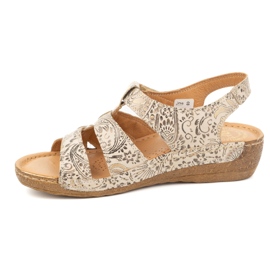 Olivier Damsandaler med kardborre, modell 0853, bruna med blommotiv 1