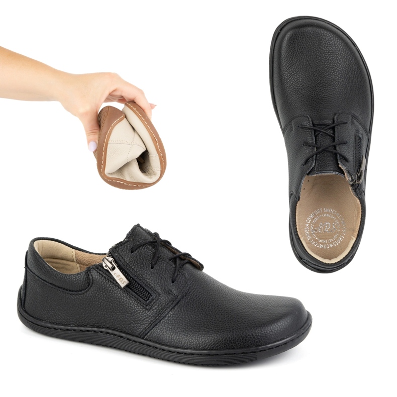 Olivier Kvinnors barfota minimalistiska läderskor 1244 svart 1