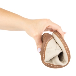 Olivier Minimalistiska barfota läderskor för dam modell 1243, beige 2