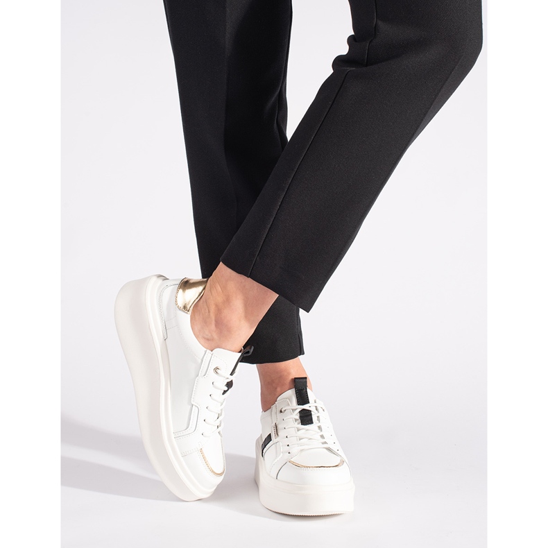 Vita plattformssneakers i läder 1