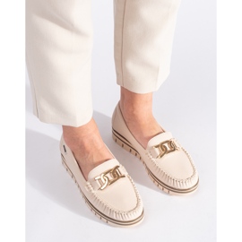 Beige dam loafers på plattformen 2