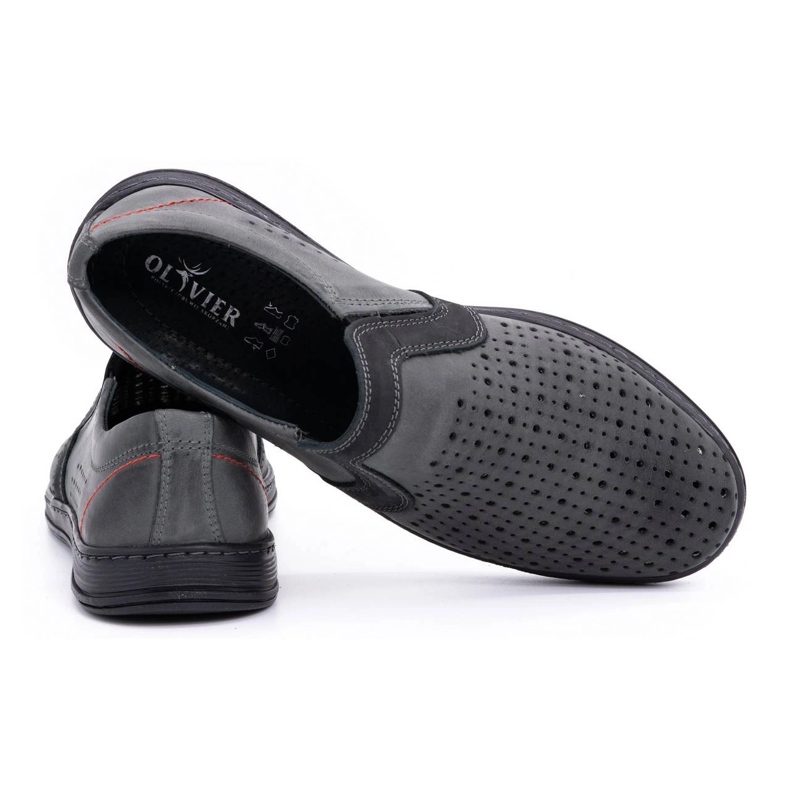 Olivier Herrskor i lädermockasin för sommaren 713MP grå 3