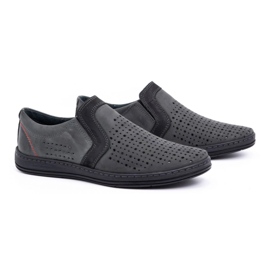 Olivier Herrskor i lädermockasin för sommaren 713MP grå 2