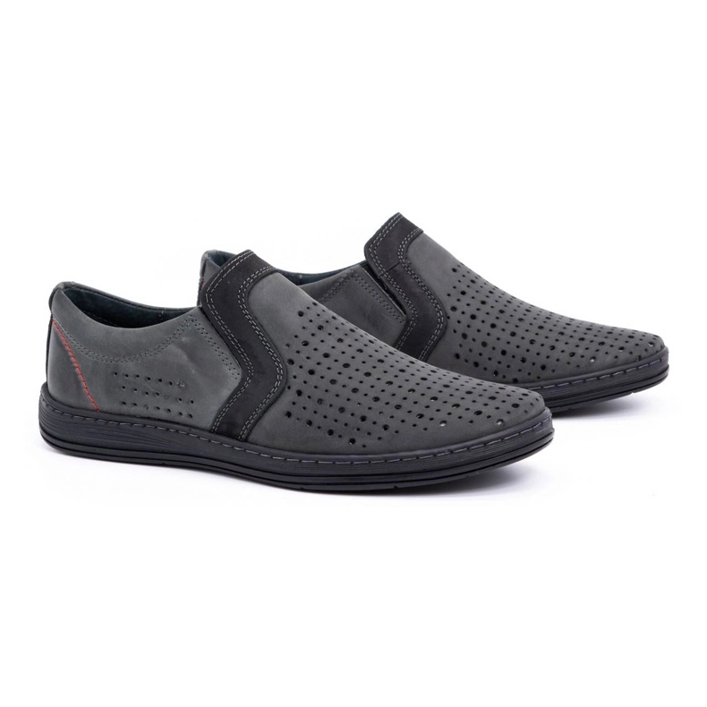 Olivier Herrskor i lädermockasin för sommaren 713MP grå 2