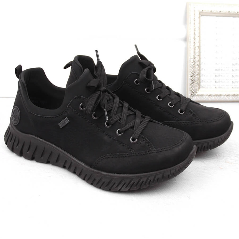Vattentäta, bekväma svarta slip-on skor för kvinnor Rieker M5352-00 1