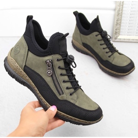 Bekväma damskor, gröna sneakers Rieker N32G3-54 1
