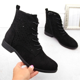 Openwork stövlar i mocka, svarta S.Barski HY42-136 1