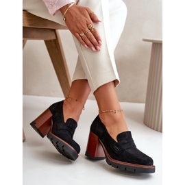 Högklackade damskor gjorda av ekomocka, svart Vinceza 58105 2