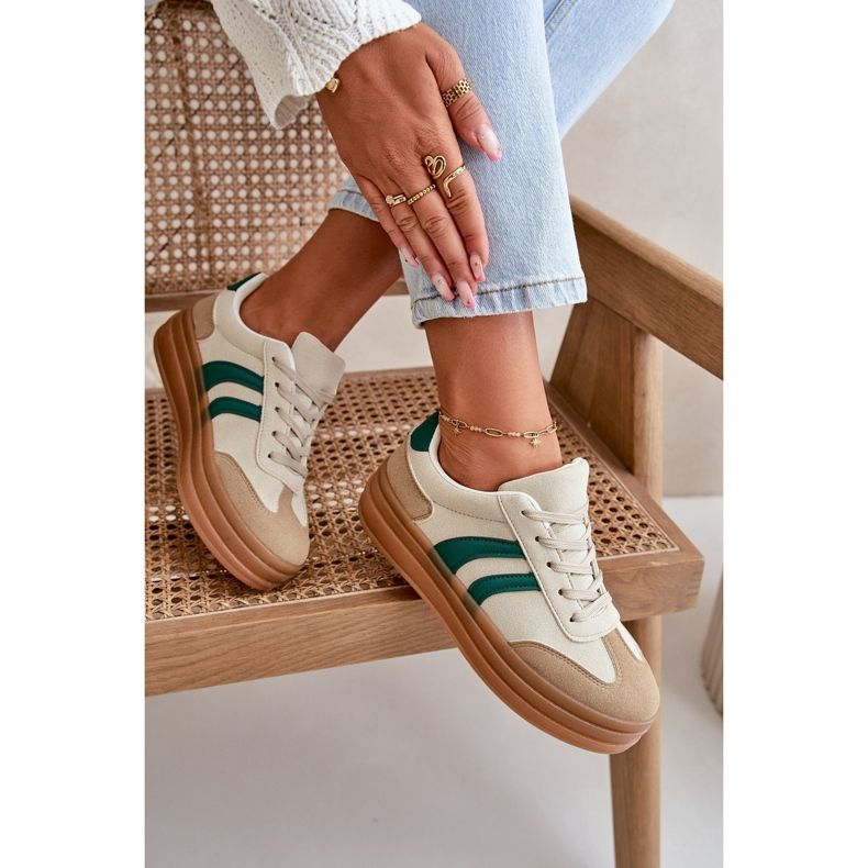 Platform Sneakers för kvinnor Beige och Grön Nesonice 1