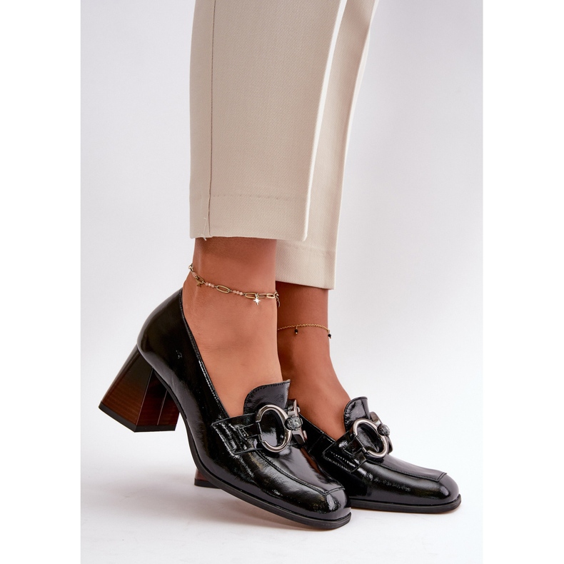 Läderpumpar med dekoration Svart Laura Messi 2845 1