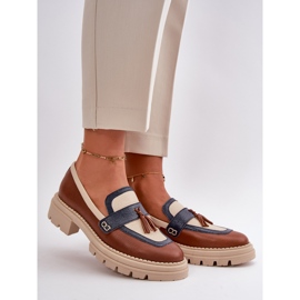 Lädermockasiner för damer Brun Laura Messi 2835 1