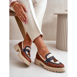 Lädermockasiner för damer Brun Laura Messi 2835 2