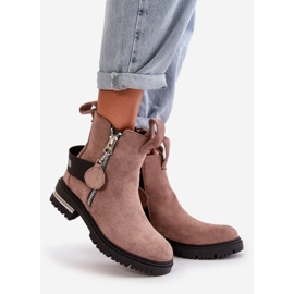 Isolerade damstövlar med dragkedja, mörkbeige Calvaro 1