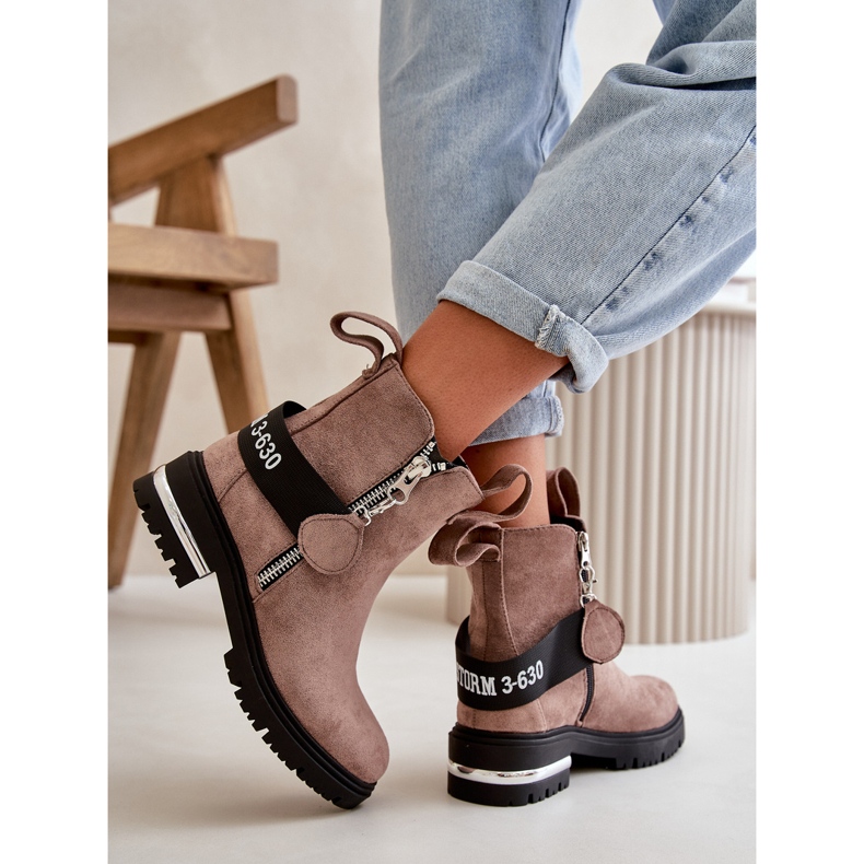 Isolerade damstövlar med dragkedja, mörkbeige Calvaro 2