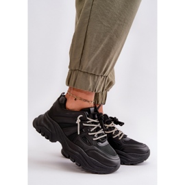 Svarta Relissa damsneakers på en massiv sula med dekorativ snörning 2