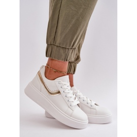 Platformsneakers för kvinnor gjorda av ekologiskt läder, vitt och guld Brennessa 2