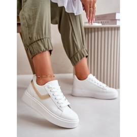 Platformsneakers för kvinnor gjorda av ekologiskt läder, vitt och guld Brennessa 1