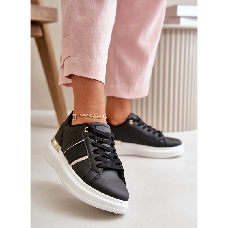 Fashionabla plattformssneakers för kvinnor gjorda av ekologiskt läder, svart Nevisase 2