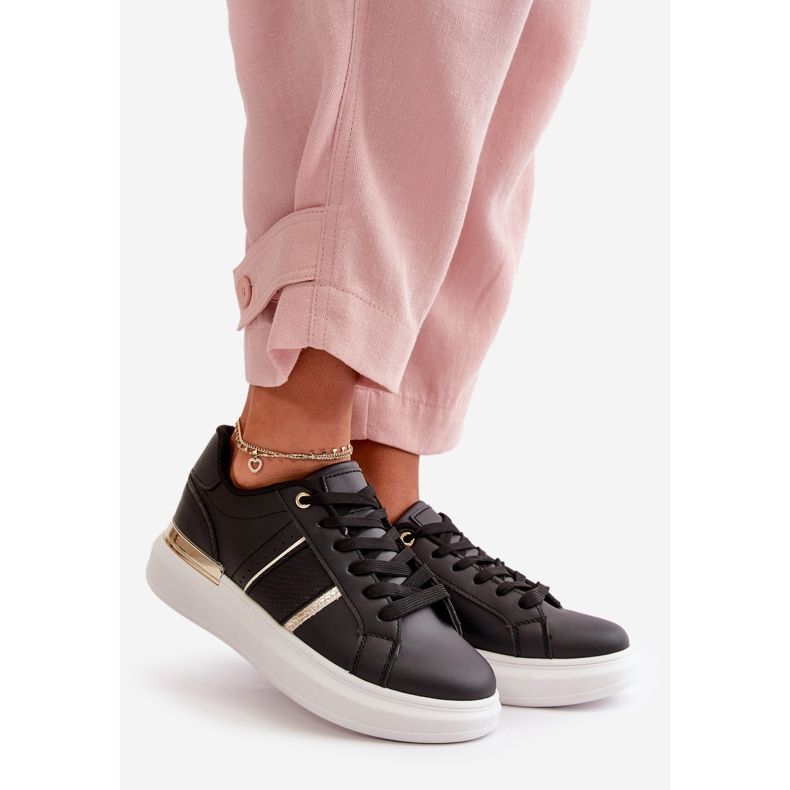 Fashionabla plattformssneakers för kvinnor gjorda av ekologiskt läder, svart Nevisase 1