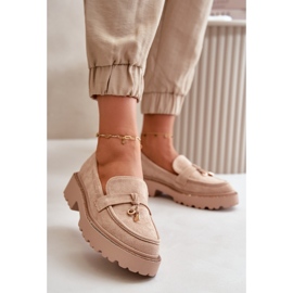 Eko mocka Loafers för kvinnor med dekoration Beige Verindalle 2