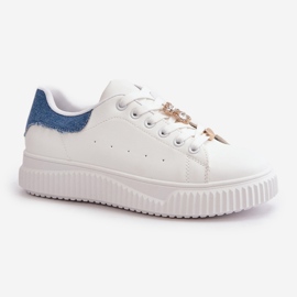 Låga eko-läder-sneakers med vita och blå Cillione-nålar 3