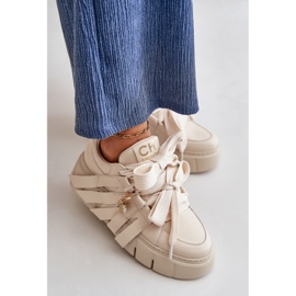 Sneakers i läder för kvinnor på plattformen Beige CheBello 4568 1