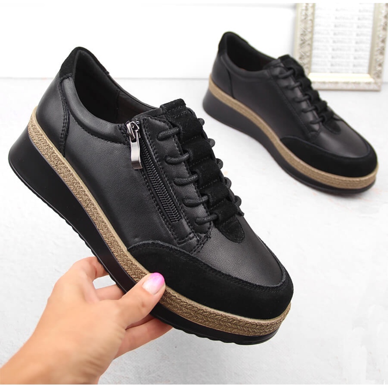 Skinnskor för kvinnor med dragkedja, svarta T.Sokolski J24-207 1