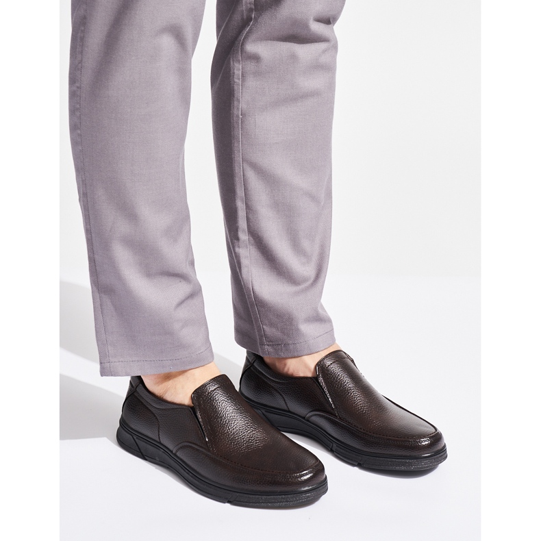 Bruna herrmockasiner gjorda av ekologiskt läder 1