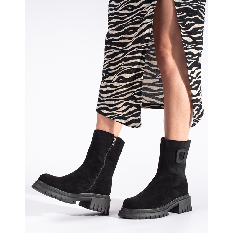 Svarta damstövlar med tjock sula 2