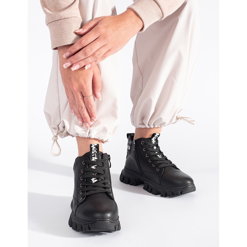 Sergio Leone svarta ankelstövlar med snörning för kvinnor 2