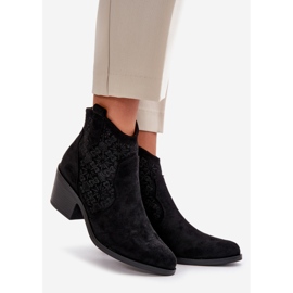 Genombrutna Cowboystövlar Med dragkedja Eco Mocka Svart S.Barski HY42-944 1