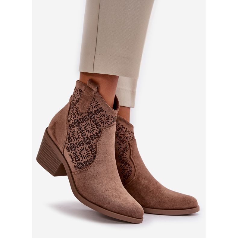 Genombrutna Cowboystövlar med dragkedja Eco Mocka Brun S.Barski HY42-944 1