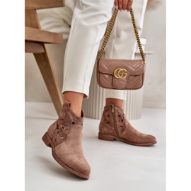 Genombrutna stövlar för kvinnor med dragkedja Brun S.Barski HY42-081 2