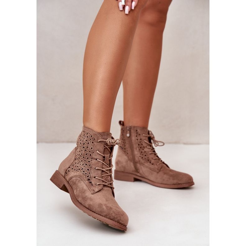 Ankelstövlar för kvinnor med mönster Brun S.Barski HY66-136 2