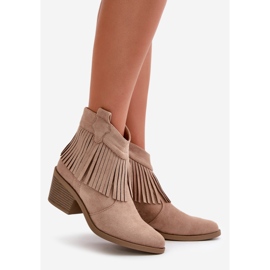 Cowboystövlar dam med dragkedja Eco Mocka Beige S.Barski HY42-127 1